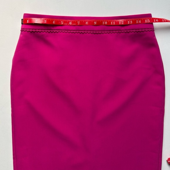 NWT Ann Taylor Pink Zigzag Trim Midi Pencil Skirt Size 6 - Picture 15 of 16